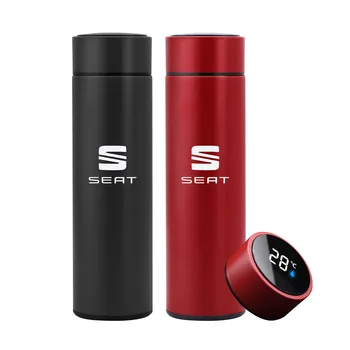

Car logo Mug Laser engraving Temperature Display Insulated Cup Stainless Steel Thermos Flask For SEAT LEON IBIZA 2019 2016 2017