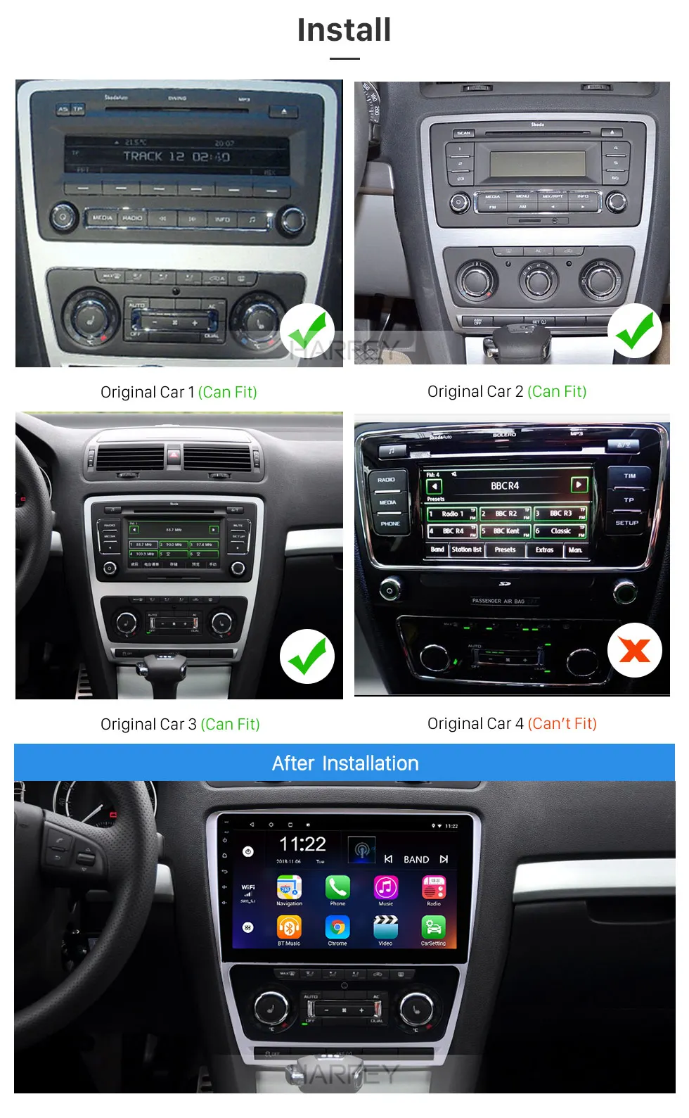 Best Harfey For 2007-2014 SKODA Octavia 10.1" 2Din Head Unit Android 9.0 car Multimedia Player Car Radio Auto Stereo bluetooth WIFI 1