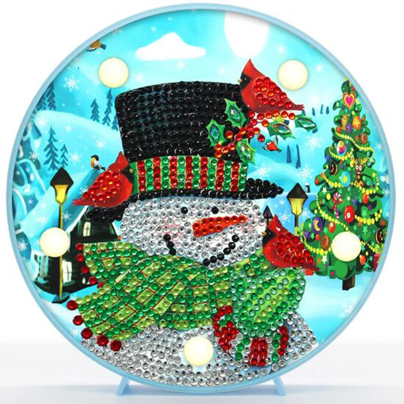 DIY светодиодный алмаз особенной формы живопись свет Рождество Зима Снежный домик рукоделие вышивка домашняя лампа спальня ночник