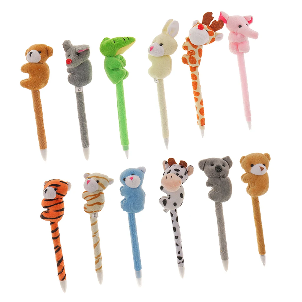 12Pcs P Animal Ballpoint Pens Fluffy Pie Pens Toy Party Supply