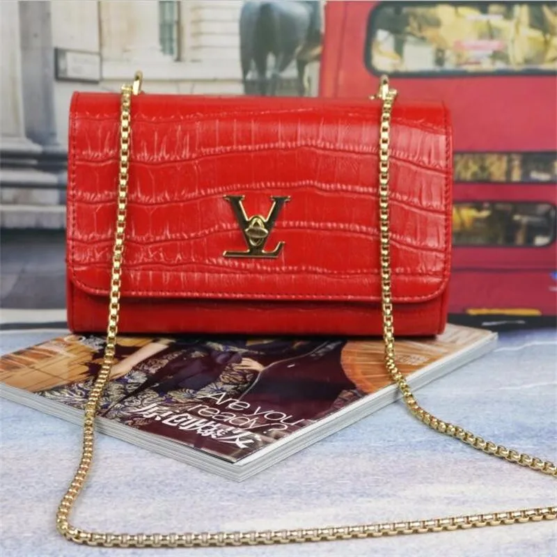 Брендовые сумки для женщин, модные женские сумки-мессенджеры, женская сумка на плечо с цепочкой, Классическая брендовая кожаная сумка bolsa feminina - Цвет: red