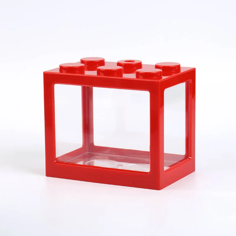 9 цветов, мини-аквариум Betta, креативный строительный блок для аквариума, домашний офис, украшение чайного стола, коробка для кормления - Цвет: red
