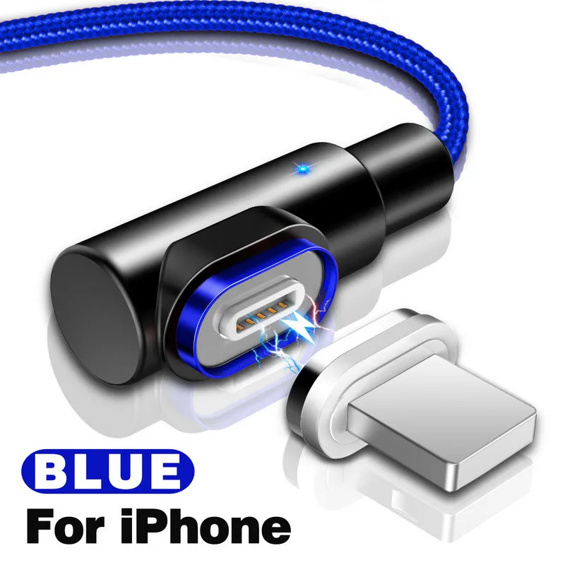 For iPhone Blue GETIHU 2.4A Быстрый Магнитный кабель для iPhone XS X XR 7 Micro USB быстрое зарядное устройство Тип C магнит Android шнур телефонный кабель для samsung - Цвет: For iPhone Blue