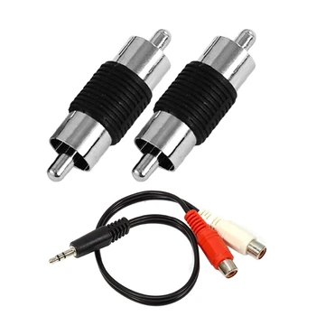 

3 Pcs Adapter: 1 Pcs 3.5Mm 1/8 Stereo Male Mini Plug to 2 Female RCA Jack Adapter Audio Y Cable & 2 Pcs RCA Male to Male RCA Cou