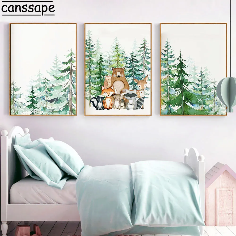 woodland animal prints for nursery