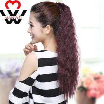 

MANWEICorn Wavy Long Ponytail Synthetic Hairpiece Hairpiece Wrap on Clip Hair Extensions Brown Pony Tail Blonde Fack Hair
