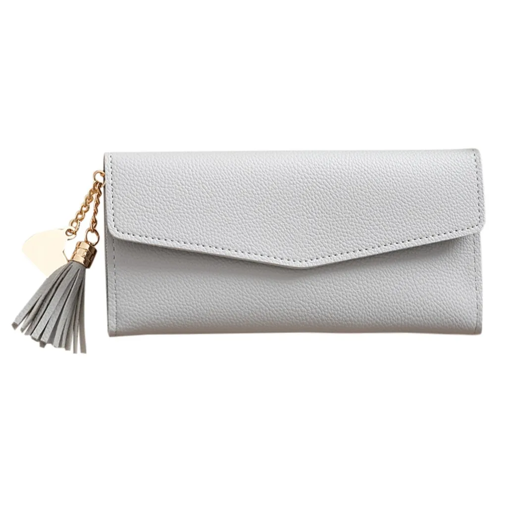 

Leather Card Wallet Zipper&hasp Clutch Wrist Bag Easy Carry Women Wallet Luxury Designer Fashion Trend Solid Color Long Fringed
