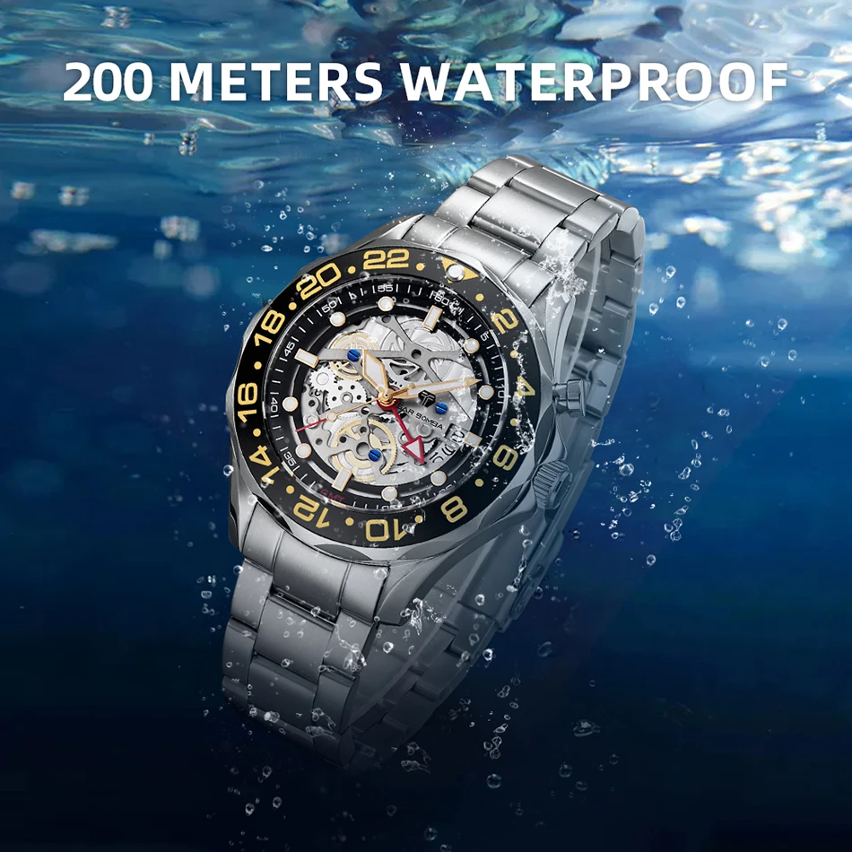 TSAR BOMBA Luxury Mens Watch 20 ATM Hybrid Automatic Movement Sapphire Glass GMT  Diver Watches for Men Stylish Sport Wristwatch luxury mechanical watch