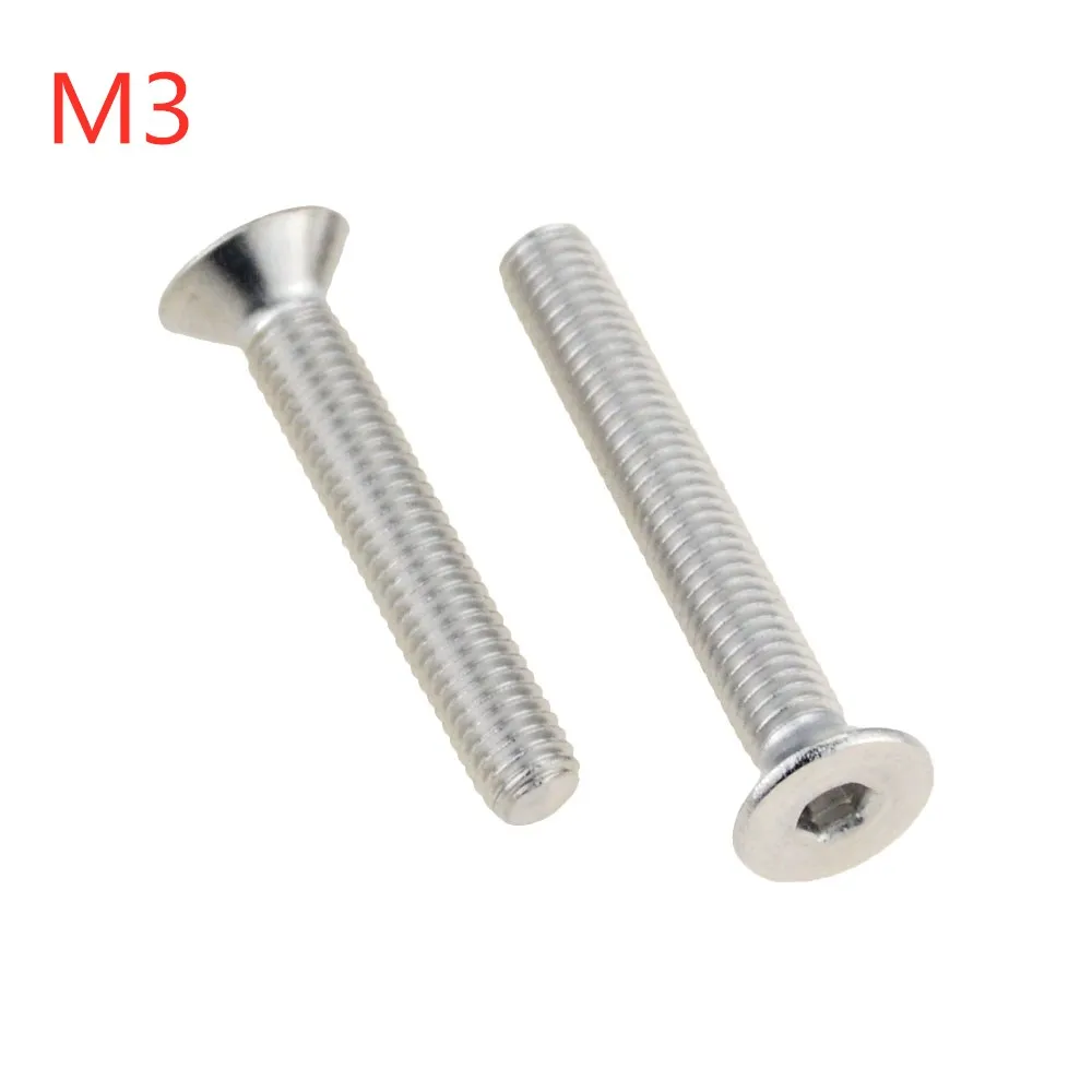 

100pcs DIN7991 M3x8 mm M3*8 mm flat head countersunk head 304 Stainless Steel Hex Socket Head Cap Screw