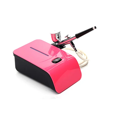 pink Аэрограф Комплект с компрессором 5 передач комплект для краски лица торт окраски спрей для лица и тела инструмент - Цвет: pink