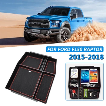 

For Ford F150 Raptor 2015-2018 Armrest Storage Box Central Console Organizer Tray Arm Rest Storage Box