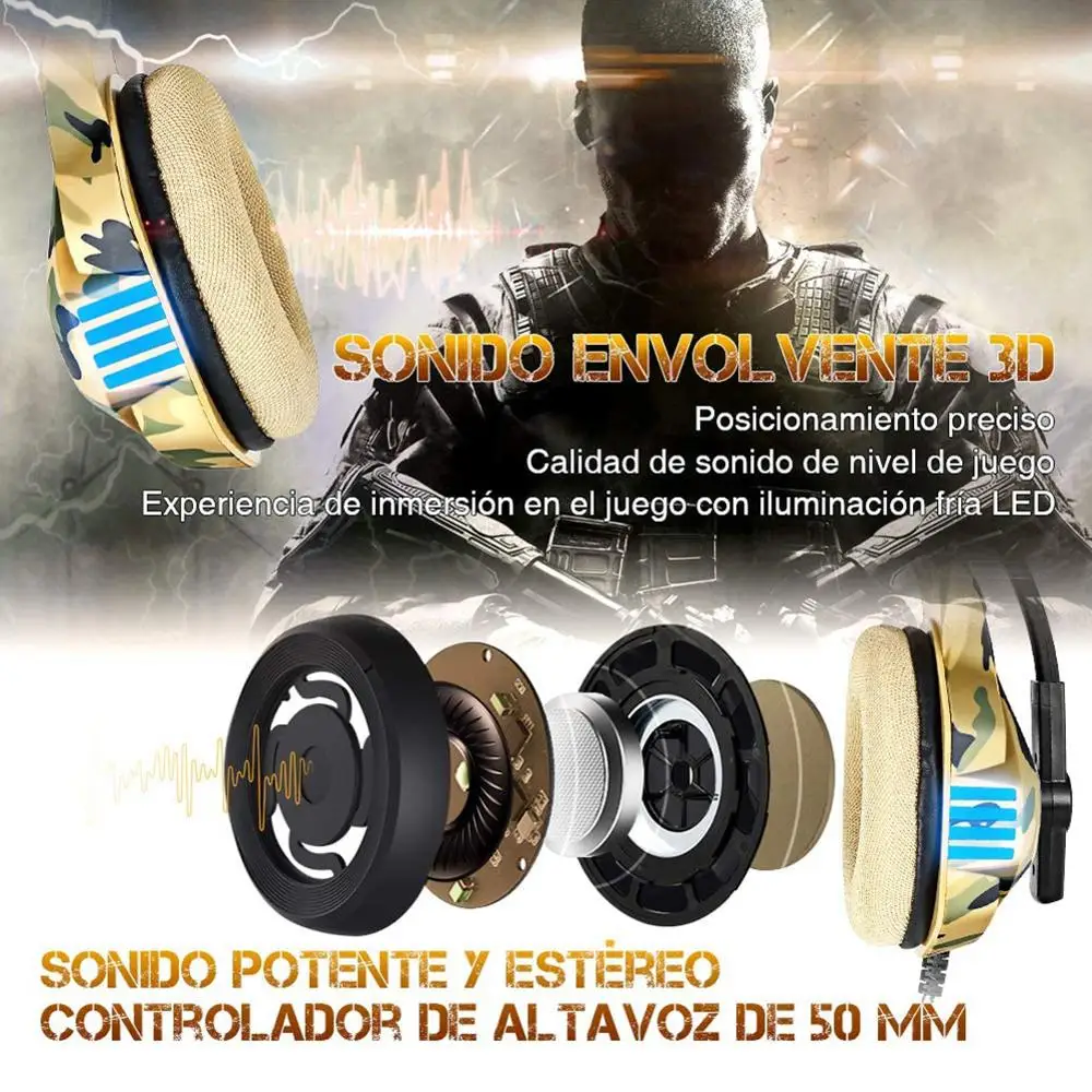 3 Color LED Light Over ear Headphones Gaming Calling Wired Earphones with Microphone Professional Gamer Headset for Computer PS4