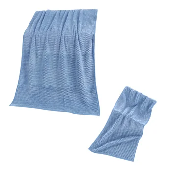 

1 Set Coral Fleece Towels Thicken Bath Towels Pure Color Coral Velvet Bath Towels (Blue)