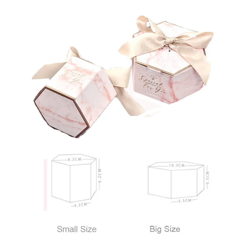 Новые шестигранные розовые мраморные коробки для конфет, специально для вас, бумажная Подарочная коробка для украшения свадьбы, для детского душа, упаковка для шоколада
