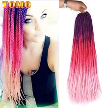 TOMO 24 дюйма коробка косички Омбре волосы кроше для наращивания для косичек синтетические косички волос 22 корня цветные крючком косички