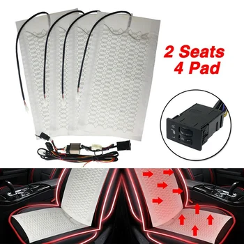 

2 Seats 4 Pad Car Carbon Fiber Seat Heater 5 Level Switch Heating Elements Seat Cushion Heated Seat Kit