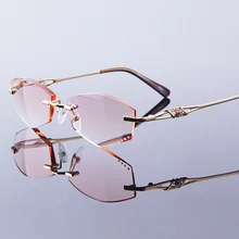 Женские модные очки для чтения, стразы, очки для чтения, компьютерные, для работы, без оправы, Золотая оправа для дальнозоркости, оптические очки 004