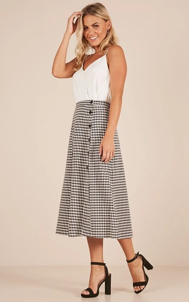 W-81709# AliExpress Amazon женское платье в клетку с высокой талией с разрезом большой Hemline типа юбки длинные