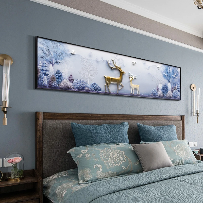 Living Room Decorative Painting 3d Relief Bedroom Wall Warm Master Hotel Bedside Mural | Дом и сад