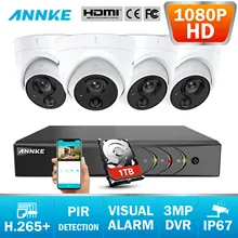 ANNKE 8CH 3MP 5-в-1 CCTV DVR HD 4 шт. TVI безопасности Камера обнаружения пассивного ИК-датчика наружного купола Камера домашнего видеонаблюдения Системы комплект