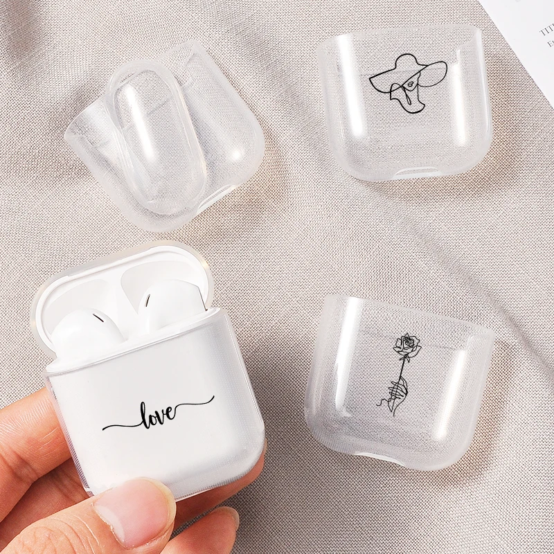 

Simple Line For airpods1/2 Case Soft Transparent Silicone Case For AirPods Sketch Earphone Cover for Apple Airpods Soft Cases