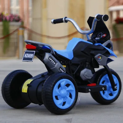 Electric blue Детский Электрический мотоцикл трицикл зарядки автомобиля с легкой музыкой электрический автомобиль для детей езда на мальчиков Игрушка для 1-2-6 лет - Цвет: Electric blue