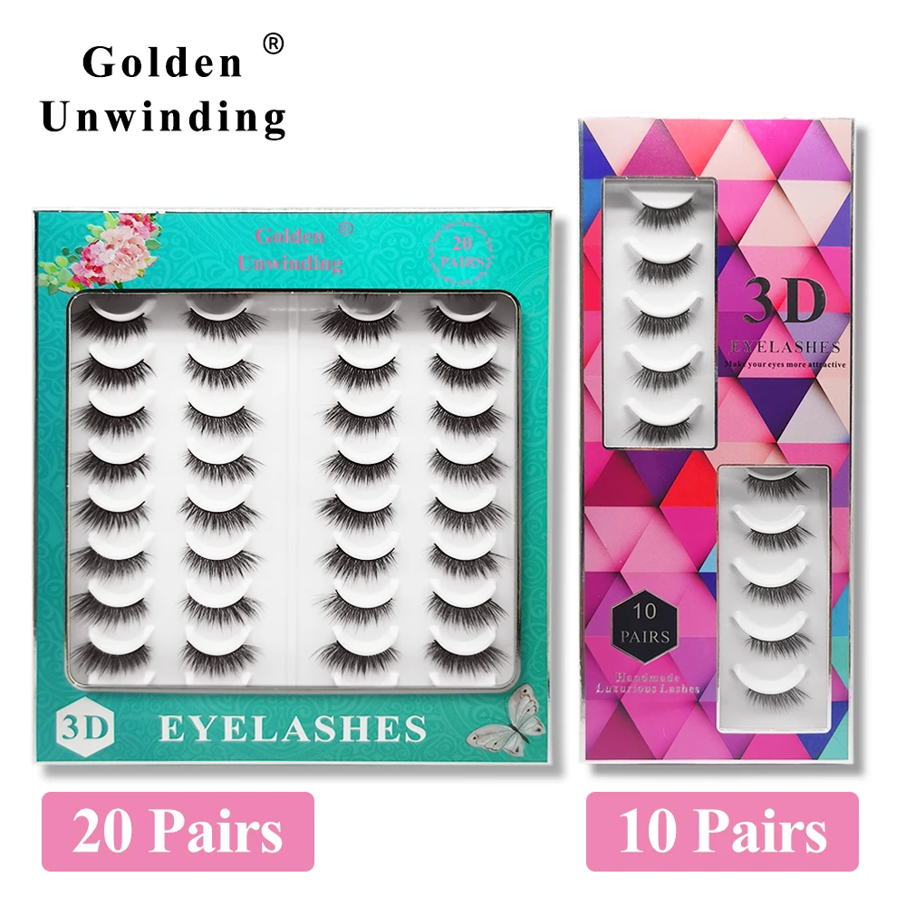 10/20 Pairs 3D cat eye natural model artificial false eyelashes half mink silk | Красота и здоровье