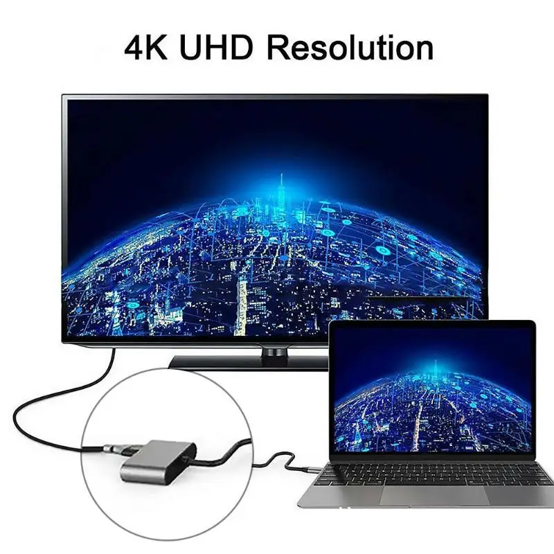 4 в 1 USB C концентратор Тип c до 4 к HDMI USB3.0 Аудио Видео USB-C PD 87 Вт быстрое зарядное устройство VGA адаптер для Macbook Pro samsung S9 S10