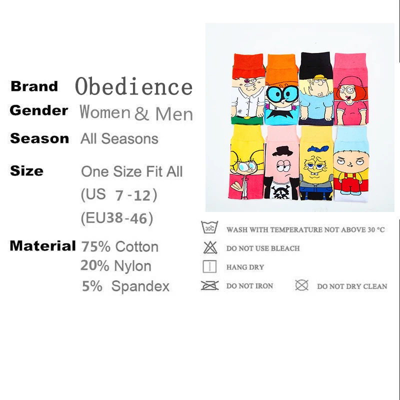 hot sell Personality cute Anime socks Fashion Cartoon happy Men women Sock novelty Stitching pattern cotton crew skarpety sox