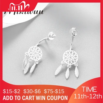 

New 925 Sterling Silver Dream Catcher Drop Earrings For Women Clear CZ Earring Fashion Jewelry Oorbellen