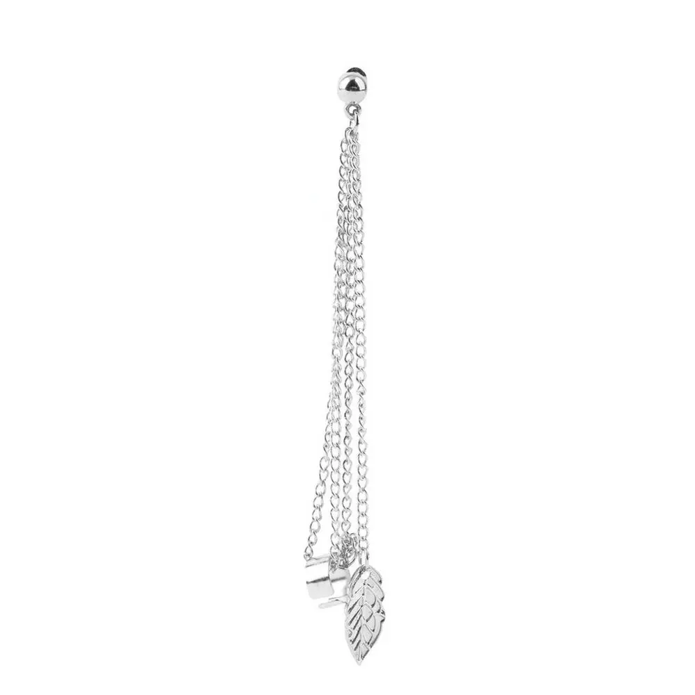 Silver GENBOLI, 1 шт., клипсы для ушей, модные, персональные, металлический лист, одиночные серьги с кисточками, манжеты для женщин, клипсы на уши, серьги-Каффы - Окраска металла: Silver