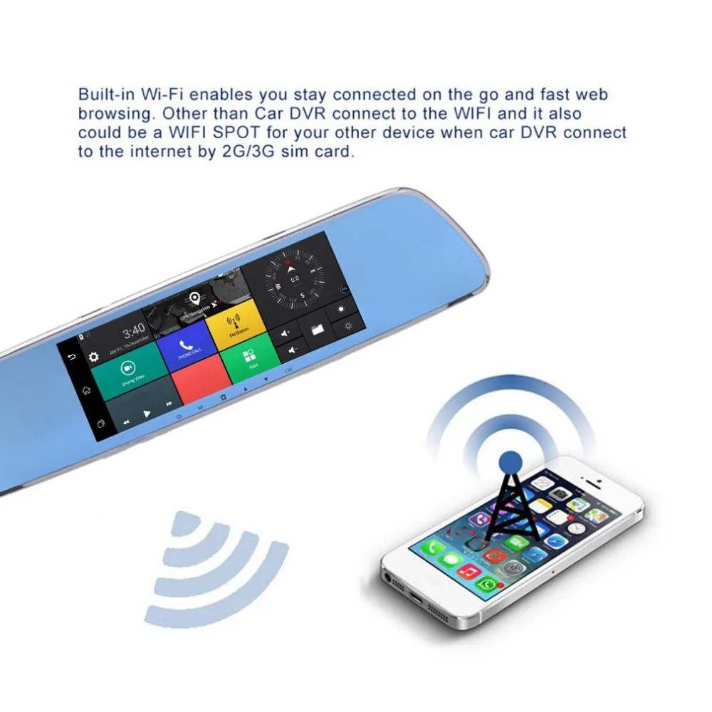3g потоковое медиа Wi-Fi Вождение рекордер 7 дюймов электронная собака Смарт зеркало заднего вида Android навигация удаленный мониторинг