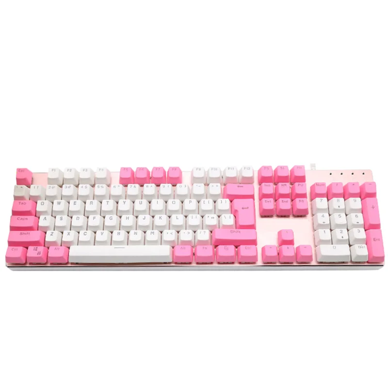 

Girls Apply Cute Real Mechanical Keyboard Green Axis Full Key No Flush Suspension Keyboard Office Home Hot Swap Game Keyboard