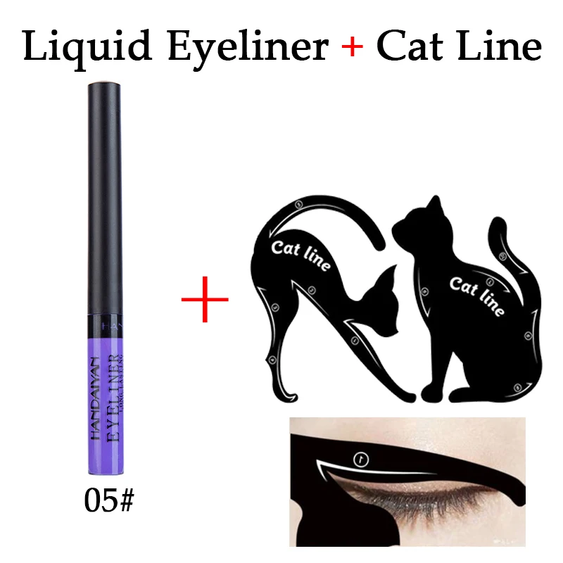 05cat line Жидкая подводка для глаз Cloroful, водостойкая, долговечная, жидкая подводка для глаз, Гладкие инструменты для макияжа и кошачьи линии, макияжные трафареты для глаз - Цвет: 05cat line