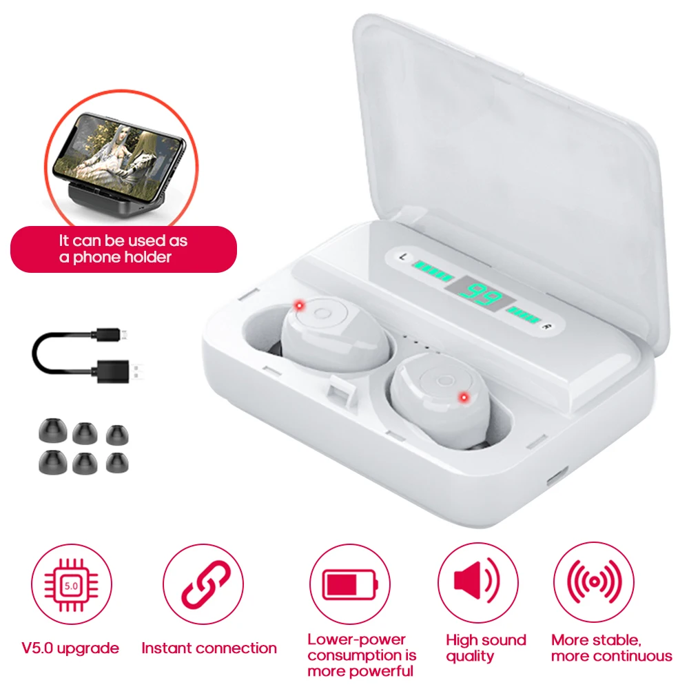 Bluetooth Earphone Wireless F9 Stereo Earphone BT5.0 CVC8.0 Noise Cancelling High Definition Sports Headset running earphone
