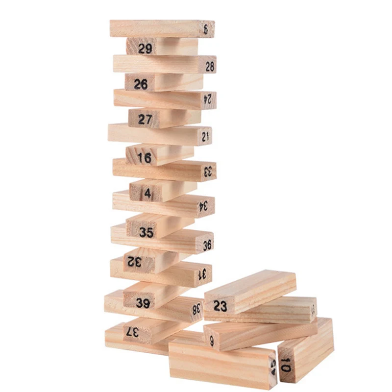 54PCS Wooden Stack High Game Blocks Toy Classic Balance Brain Game Toy Intelligence Educational toys For Kids Children Boy Gift - 3