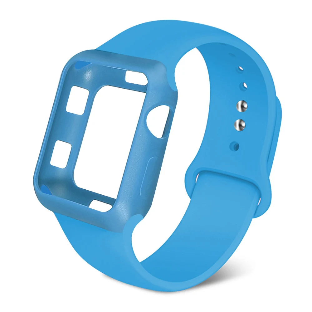 MU SEN Спорт Силиконовый ремешок для apple watch серии 4/3/2/1 заменить браслет для наручных часов Watchstrap для apple watch 42mm 38 мм - Цвет ремешка: Blue