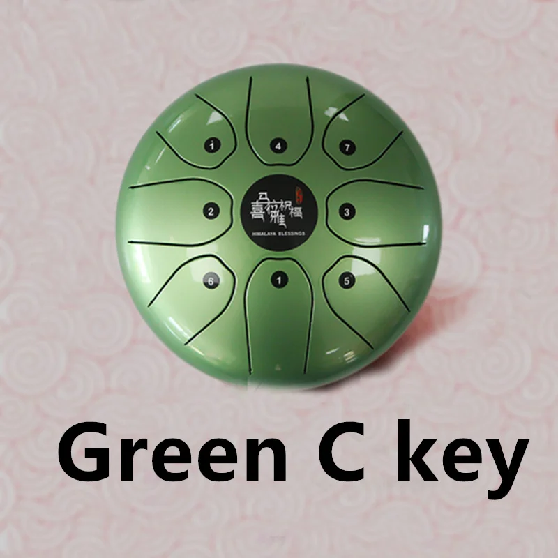 Green C key 8 дюймов стальной язык барабана танка барабаны pentatonic шкала повесить барабан с резиновой музыкальный молоток и дорожная сумка - Цвет: Green C key