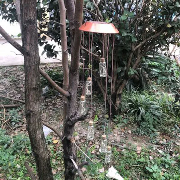 ABUI-Solar Powered Led Wind Chime Garden Hanging Spinner Light Color Changing Lamp