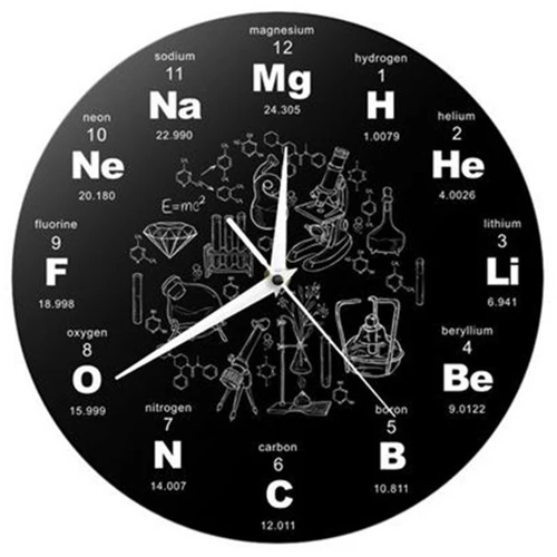 

Periodic Table Of Elements Wall Art Chemical Symbols Wall Clock Educational ElementaL Display Classroom Clock Home Decor