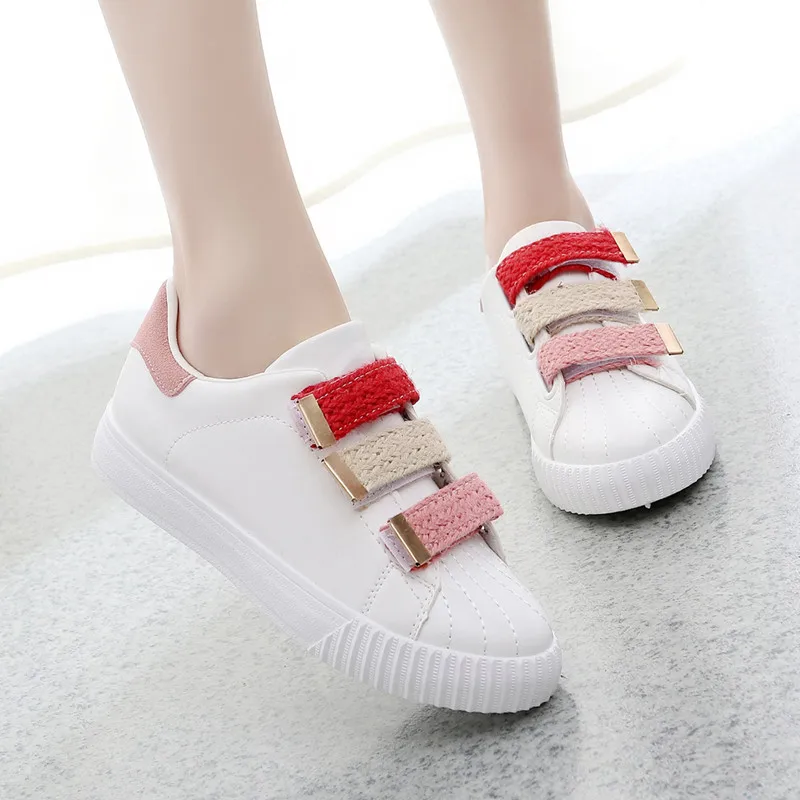 

Lazy Velcro Light White Shoes Women's 2018 New Style Spring And Autumn Versatile Breathable Athletic Shoes Korean-style Athletic