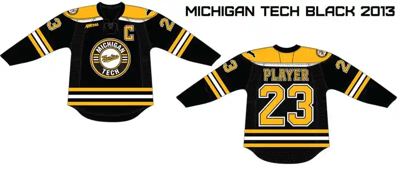 Michigan tech black hockey jersey Clearance