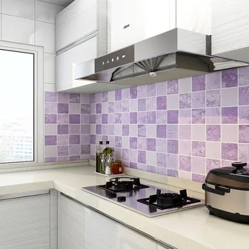

Thicken Waterproof Heat Insulation Wallpaper Self Adhesive Kitchen Ceramic Tile Wall Sticker Checkered Desktop Wall Paper