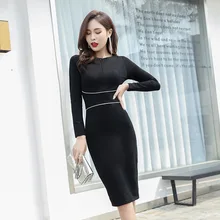 Новинка, стильное приталенное женское платье, облегающее, смешанные цвета, весна и осень, базовое, с длинным рукавом, обтягивающее, облегающее, средней длины