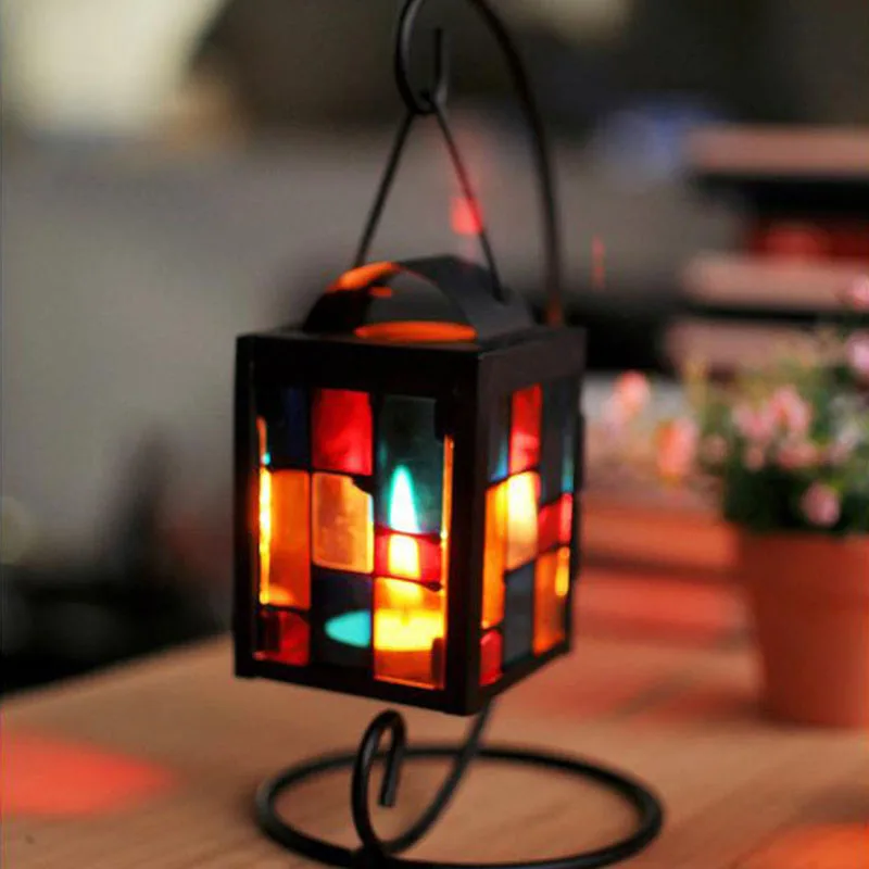Classical Candlestick Retro Iron Moroccan Style Christmas Candlestick Lamp Candleholder Light Iron Candle Holders