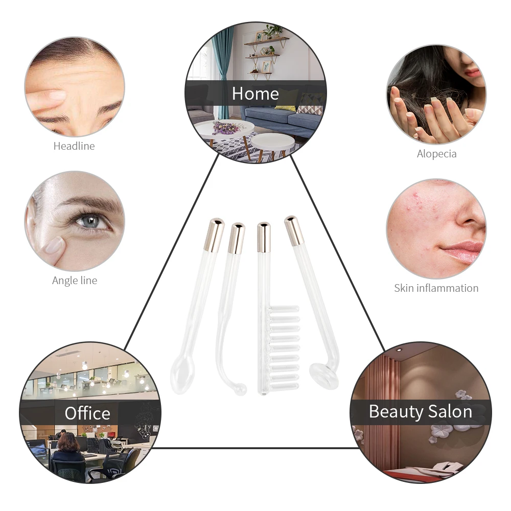 Tubo de Vidro Cuidados com a Pele Alta Frequência Eletrodo Eletroterapia Dispositivo Beleza Facial Acne Manchas Rugas Removedor Spa Salão Casa 31 Computers & Electronics