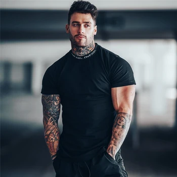 Gyms T shirt Men Short sleeve Cotton T shirt Casual Slim t shirt Male Fitness Bodybuilding