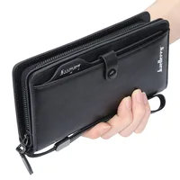 New Men Long Fashion Wallets Desigh Zipper Card Holder Leather Purse Solid Coin Pocket High Quality Male Purse 1