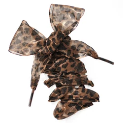 Leopard Print Lace Shoelace Accessories - Elegant Shoe Decorations, One Pair (Yellow)