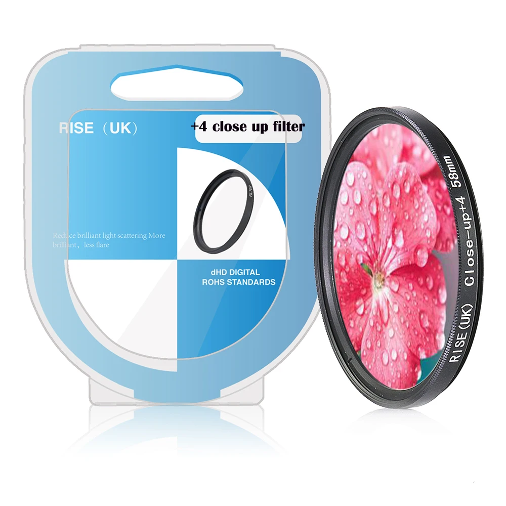 

RISE(UK) 72/77/82mm Close-Up +4 Macro Lens Filter with Box for Nikon Canon SLR DSLR Camera